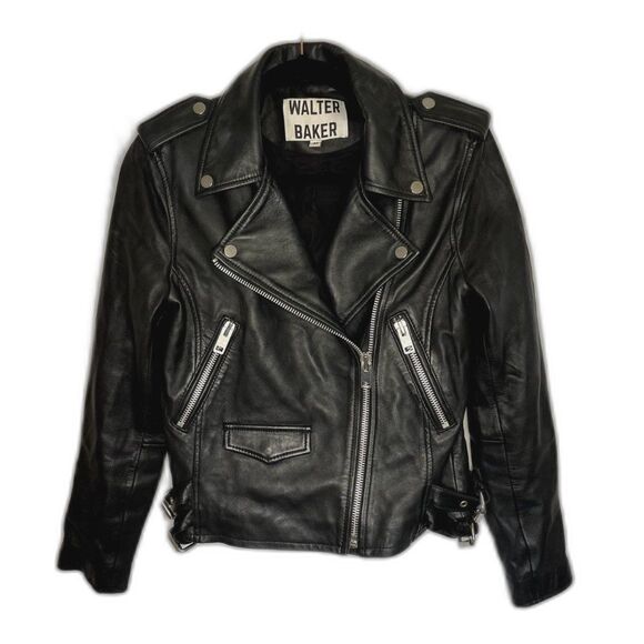 Walter Baker Liz Motorcycle Leather Jacket Black Size M - Picture 5 of 8